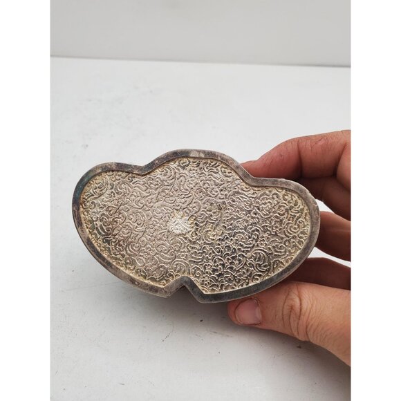 Vintage Silver Plated Double Heart Shaped Trinket Dish - Red Lining - Picture 8 of 10